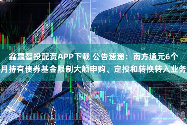 鑫赢智投配资APP下载 公告速递：南方通元6个月持有债券基金限制大额申购、定投和转换转入业务